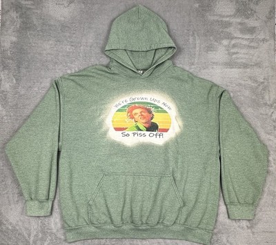 Drop Dead Fred Hoodie Mens 2XL Green Pullover Sweatshirt We're Grown Ups.. READ