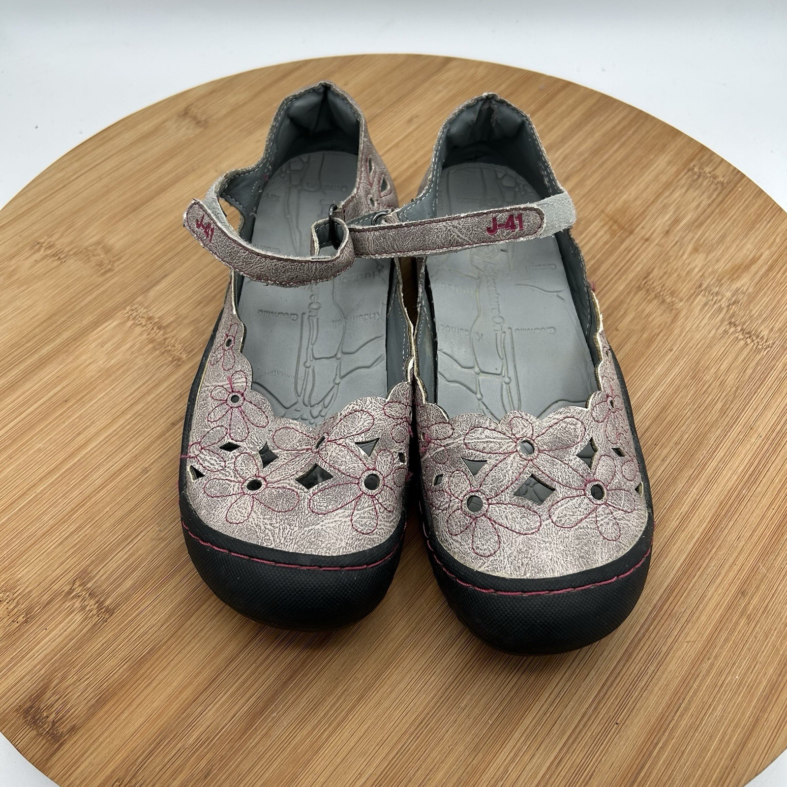 J-41 Adventure Women's Gray  Slip-On Mary Jane Shoes Size 6.5