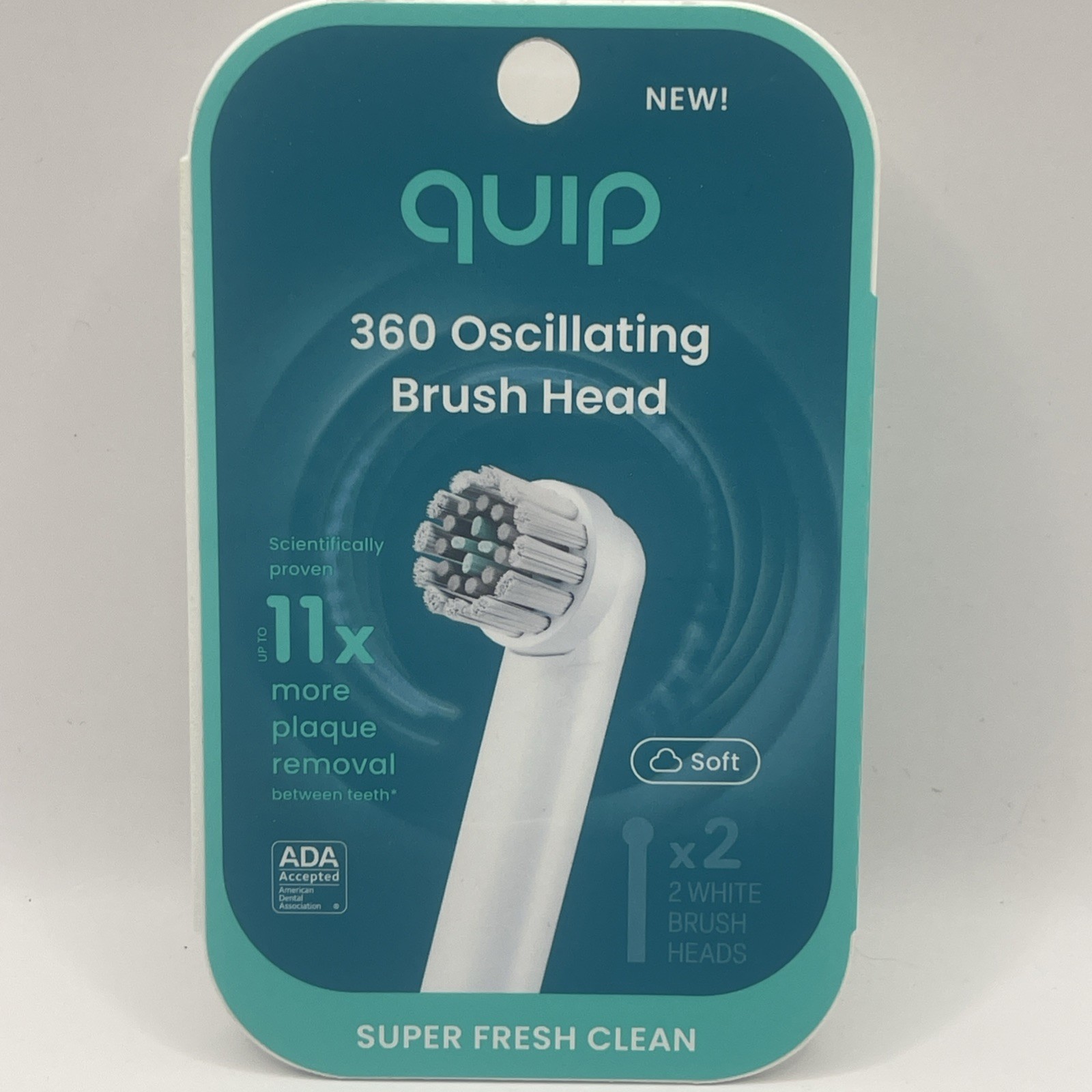 Quip 360 Oscillating Electric Toothbrush Head, Adult Compact Refill 2 PACK