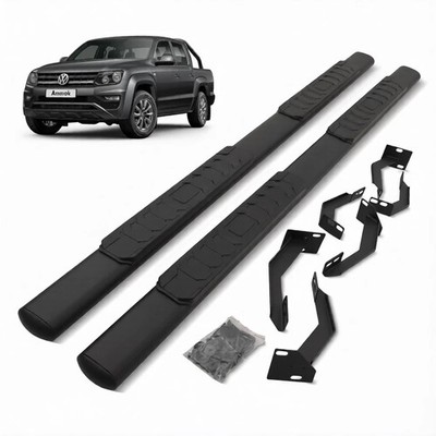 BLACK OVAL SIDE BARS OFF ROAD NURF SIDE STEPS FOOT RAILS FOR VW AMAROK 10-20