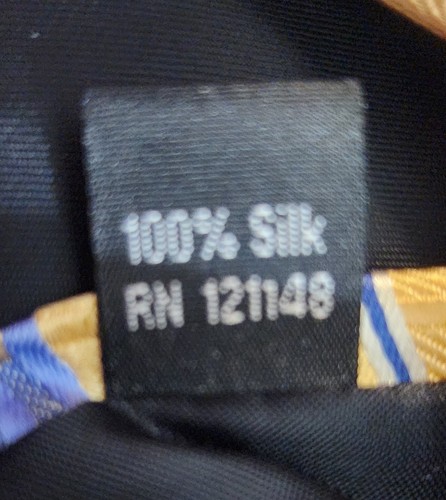 Michael Kors Mens Tie Gold And Blue Woven Stripes 100% Silk 58.5" x 3.25" - Picture 8 of 8