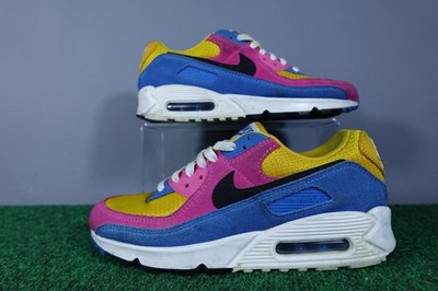 Nike Air Max 90 Shoes Mens Size 8 University Gold Fuchsia Hyper Royal CJ0611-700