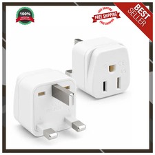 US to UK Plug Adapter, Type G Adapter for Travel, 2 Pack UK Plug Adapter
