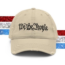We the People Constitution Distressed Baseball Cap Dad Hat for Men Women