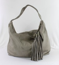 Bari Brosh Grey Leather Hobo Shoulder Bag