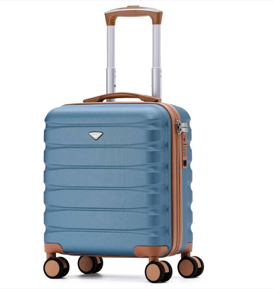 Abs Blue Tan Rolling 18x14x8" Hardside Lock