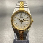 Seiko Watch Women 24mm Silver Dial Two Tone Daydate Round 7N83-0041 New Battery