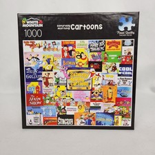 Lot of 2 - White Mountain - 1000 pc Retro puzzles - New Sealed - Collage 20x27"