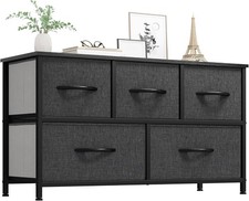 5-drawer fabric storage tower black
