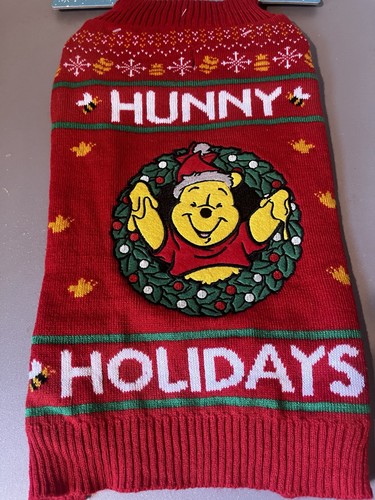 Disney Winnie The Pooh Hunny Holidays Christmas Dog Sweater Sz MEDIUM - Picture 4 of 8