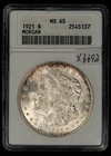 1921 $1 Morgan Silver Dollar - Soapbox ANACS MS 65 - SKU-X6692