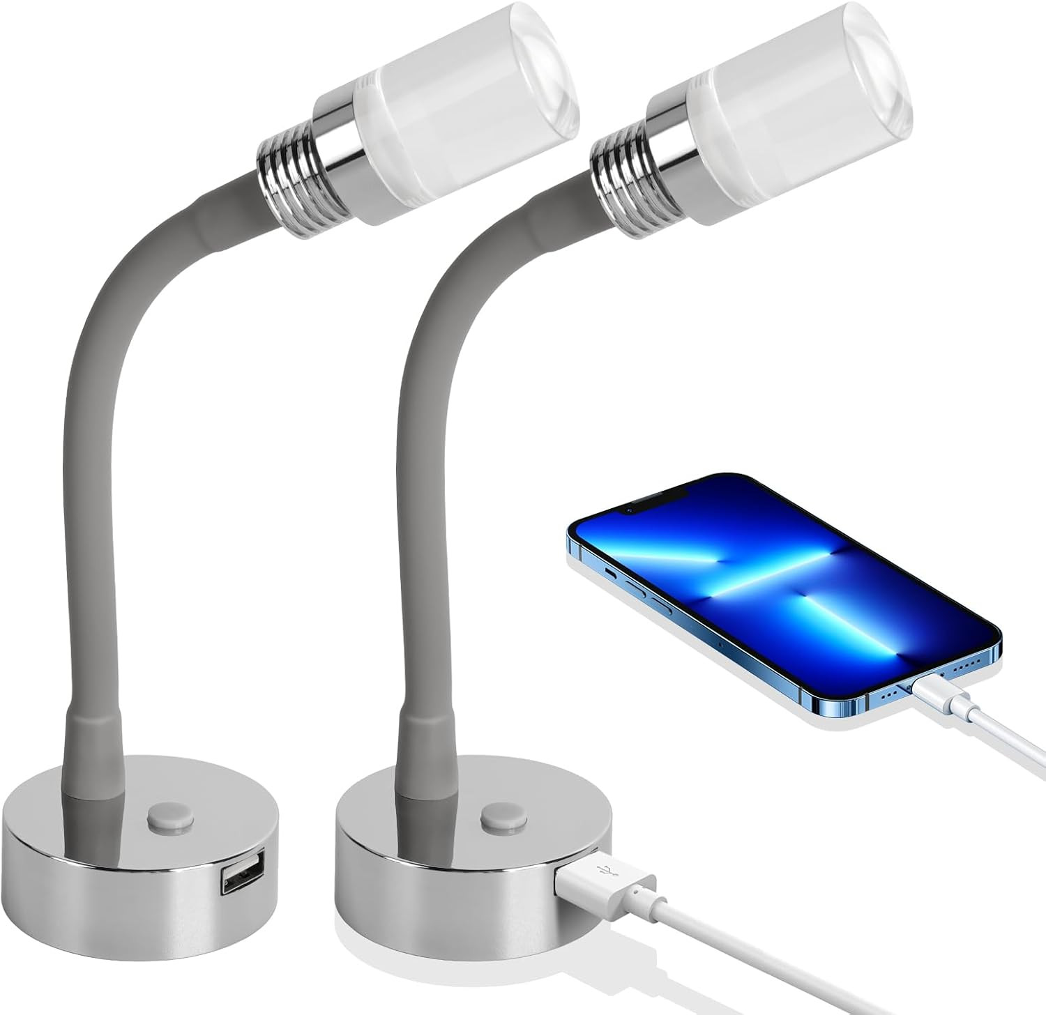 2 Pezzi 2W Lampada Da Lettura 12V Camper, Leselampe 12V Acrilico Dimmerabile Fle