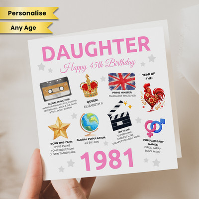 Personalisierte Karte 45. Geburtstag 1981 Geburtsjahr Tochter Schwester Mama Bestie Her