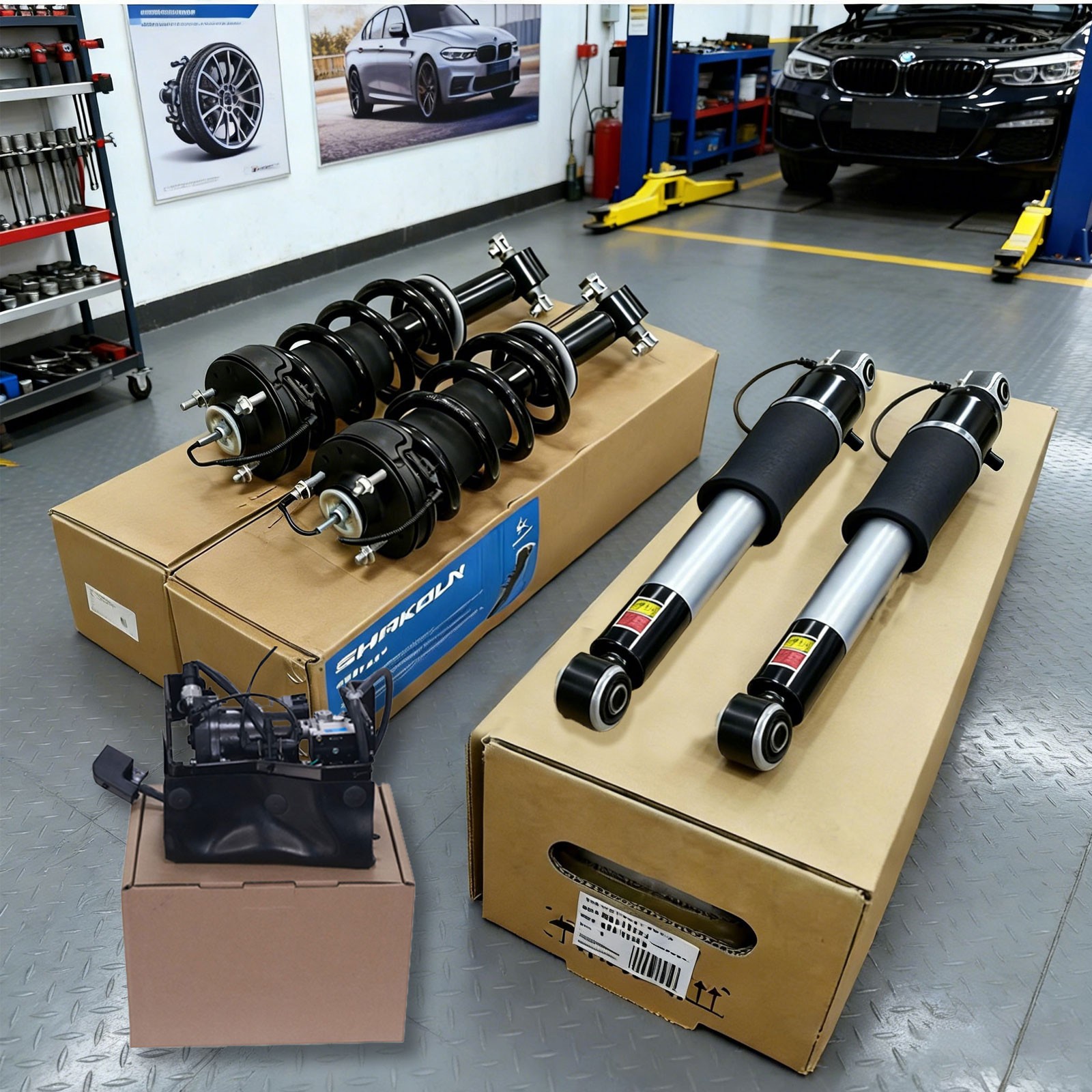 Air Suspension Compressor & 4XFront Rear Shock for 2015-2020 Escalade Suburban