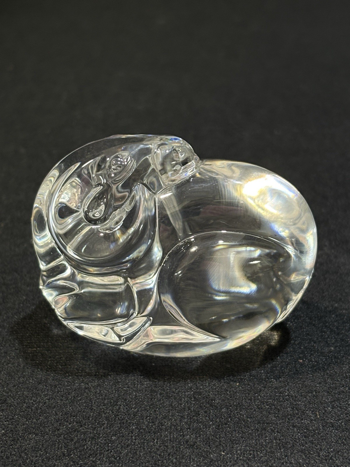 Steuben Crystal Ram Paperweight Hand Cooler with Box