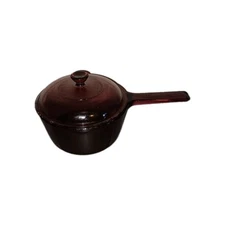 Vintage Visions Pyrex Corning Ware Cranberry 1.5 L Sauce Pan Pot w Lid Non-Stick