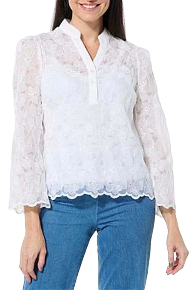 Chemisier Femme Jaclyn Smith Ligne PINK - Taille XL - Blanc Et Rose - Occasion