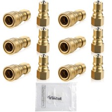 Vinsot 6 Set 1/4" Quick Disconnect Coupler Valve for 1/4 inch, Brass color