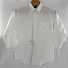 Paul Fredrick Mens White Classic Fit Cotton Dress Shirt 18 x 35 NWT 1503