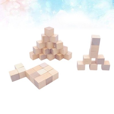 36pcs Mini Wooden Craft Cube Block Precise Cutting Wood Square Blocks for Kids