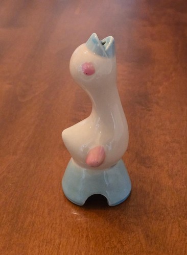 VINTAGE SHAWNEE POTTERY BLUE CHICK PIE BIRD PIE VENT 5 1/4" MCM PILLSBURY