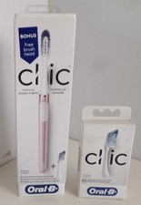 Oral-B Clic Manual Toothbrush w/Brush Head  Magnetic Holder  2 Brush Heads NEW