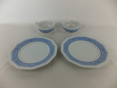 ROSENTHAL SUMMERFLIRT - 2 Kuchenteller 2 Tassen - weiss blau - Classic Rose TOP