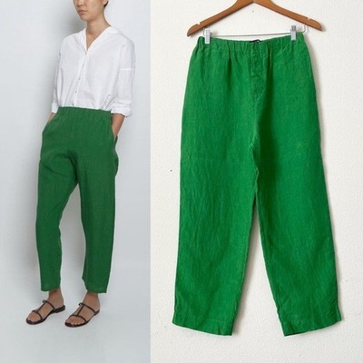 Sofie D hoore Dhoore SIZE 34 100% linen green pocketed pants in green