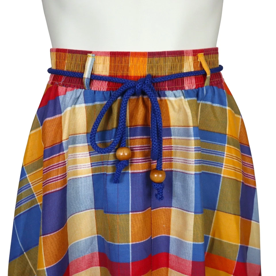 Vintage A Line Midi Skirt Boho Prairie Shabby Chic Diagonal Plaid Women's Small - Image 3 of 4