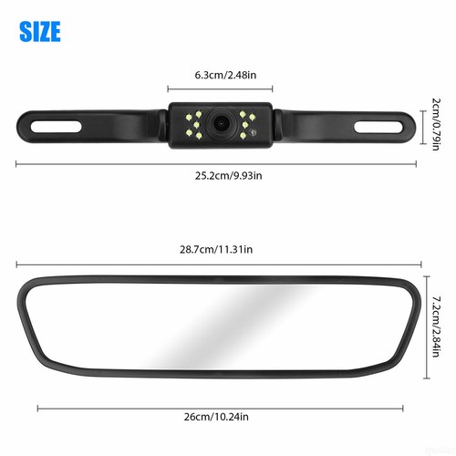 Auto on Car Backup Camera Rear View System Night Vision + 5" Mirror Monitor Kit - Picture 3 of 12