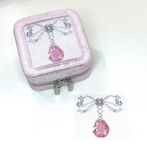 Rachel Barri self finishing Pink velvet box w/ hand painted canvas Pink Tourmaln