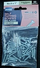 Wickes Self Tapping Screws - No 8 X 1" Pack Of 50 - 4x25 Pan Head Zinc