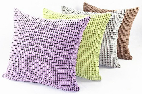 Simple Thick Velvet Checked Both Sides Deco Cushion Cover Throw Pillow Case 17" - Picture 6 of 29