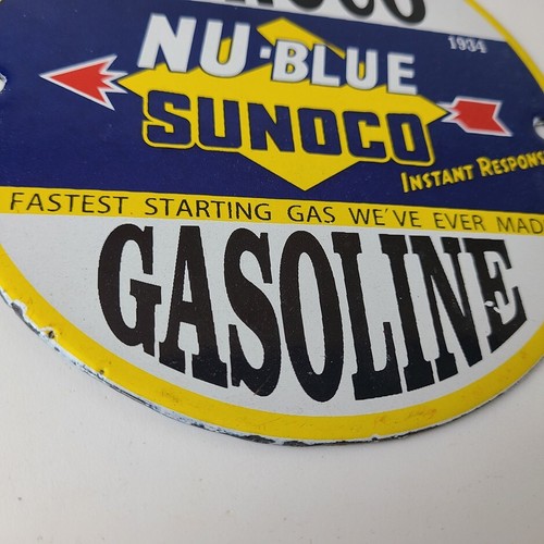 Vintage Sunoco Gasoline Sign - Gas Service Station Pump Plate Porcelain Sign - Picture 6 of 15