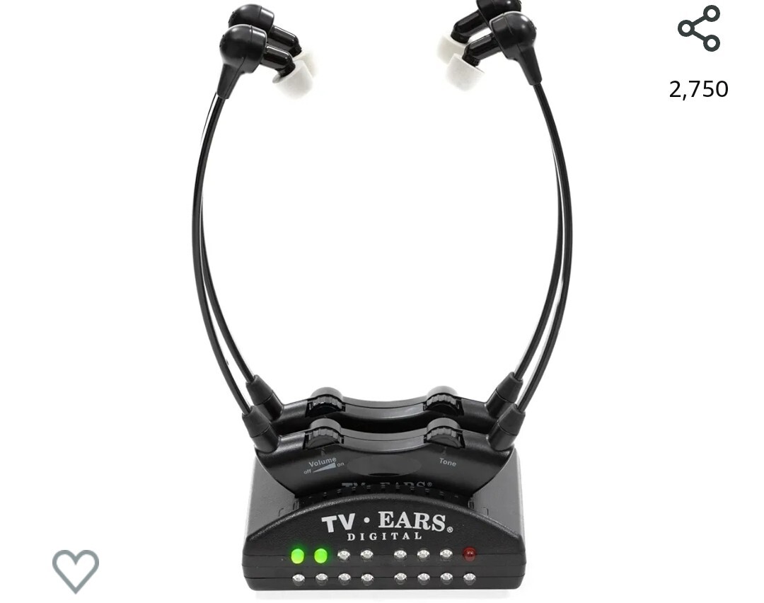 TV Ears Dual Digital Wireless Headset System Use 2 Headsets at same