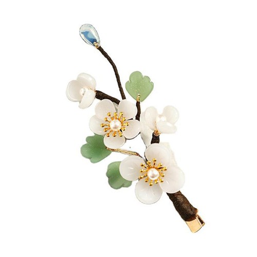 Chinese Tiara Japanese Hair Clip Flower Clips Imitation Jade Child