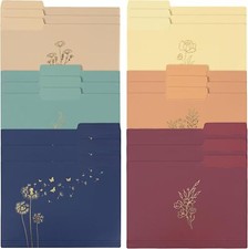 18 Pack Decorative File Folders Floral Cute Folders with Gold Foil Vintage Color