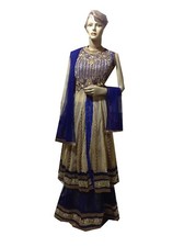 Beautiful Indian Pakistani Hand Beaded Party Wear Blue Lehenga Suit S62