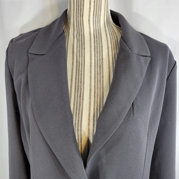 Blazer largo Studio I gris oscuro academia manga larga un botón con bolsillos talla 10 Foto 2 de 4