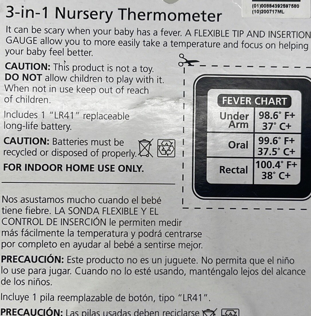 Safety 1st 3in1 Nursery Thermometer Underarm Oral Rectal 30 Sec Reading TH07 eBay