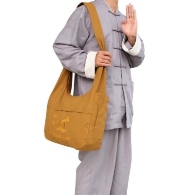 Buddhist items Yellow lay bag Monk backpack Meditation bag canvas bag