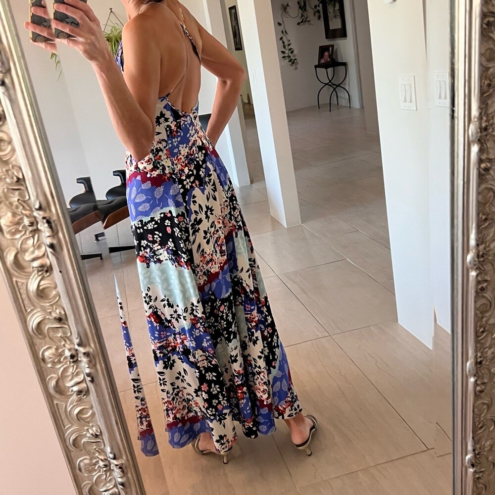 Yumi Kim "Kat" Maxi Flower Print Silk Dress Size S View 5