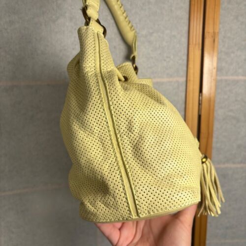 Elliot Luca Yellow Leather Bucket Bag Y2K Crossbody - Picture 3 of 12