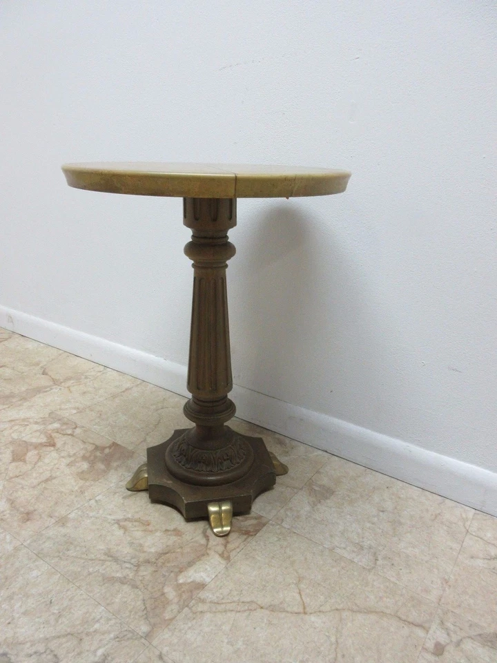 Винтажный латунный мрамор с искусственной краской французское регентство резной пьедестал лампа конец стола B - Изображение 3 из 4