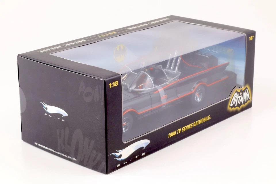 1:18 Hot Wheels Elite 1966 Batman TV Serie Batmobile Nero L7130 - Immagine 4 di 4