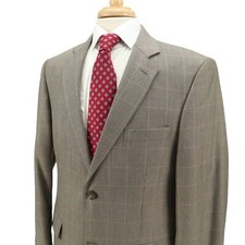 Stafford Classic Fit Medium Brown Windowpane Check Blazer Sport Jacket 40R
