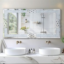 Bling Crushed Diamonds Wall Mirror Silver Venetian Mirror Fireplace Entryway US