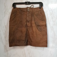Vintage 100 Leather Skirt Brown Western Style Sz. 6