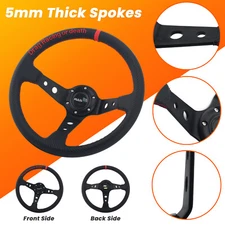 14in 350mm 3 Spoke Deep Dish 6 Bolt Sport Racing Steering Wheel Carbon Fiber