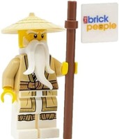 Lego Ninjago: Sensei Wu Minifigur Mit Hellbraun Roben Kampf Stock Geflochten